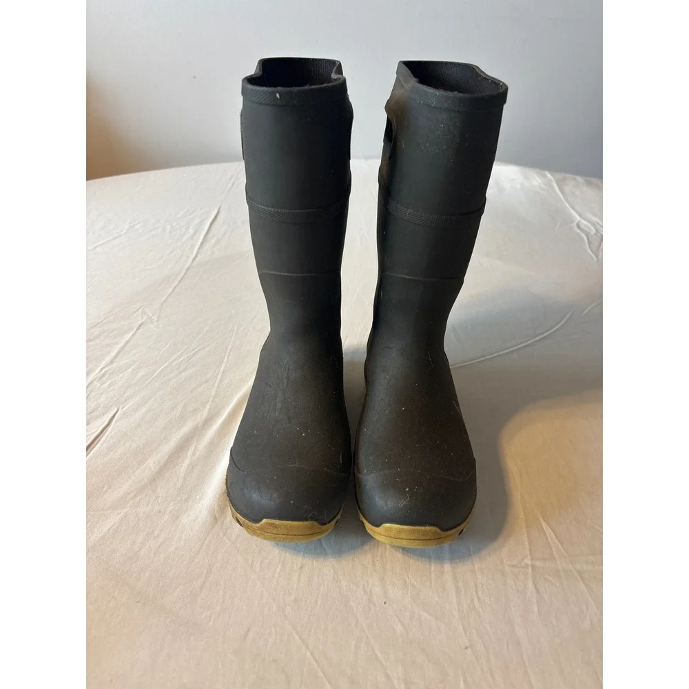 Bogs Rain Boots Kids Size y2 Black Yellow Good Waterproof Pull On Handle